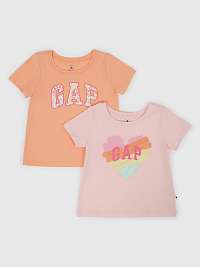 Dievčatá - Detské tričká logo GAP, 2ks Farebná