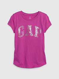 Dievčatá - Detské tričko organic s logom z flitrov Ružová
