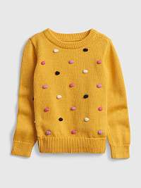 Dievčatá - Detský sveter s bodkami žltý