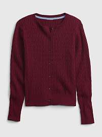 Dievčatá - Detský sveter uni cable cardigan Burgundy