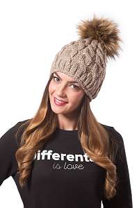 Differenta Design béžová dámska čiapka s brmbolcom