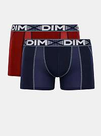 DIM COTTON 3D FLEX AIR BOXER 2x - Pánske boxerky 2ks - tmavočervená - tmavomodrá