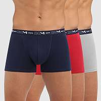 DIM COTTON STRETCH BOXER 3x - Pánske boxerky 3 ks - tmavomodrá - tmavočervená - šedá