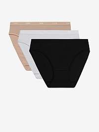 DIM ECO LES POCKETS SLIP 3x - 3 ks dámskych nohavičiek - čierna - biela - telová