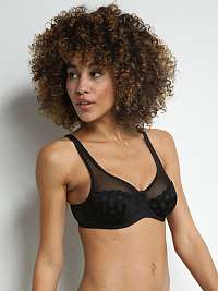 DIM GENEROUS BRODERIE UNDERWIRE BRA - Dámska krajková podprsenka - čierna