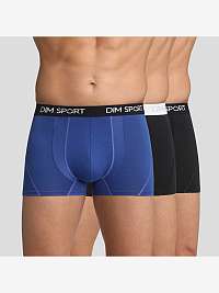 DIM SPORT COTTON STRETCH BOXER 3x - Pánske športové boxerky 3 ks - čierna - modrá