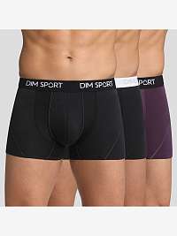 DIM SPORT COTTON STRETCH BOXER 3x - Pánske športové boxerky 3 ks - čierna - vínová