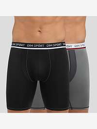 DIM SPORT LONG BOXER 2x - Pánske športové boxerky 2 ks - čierna - šedá