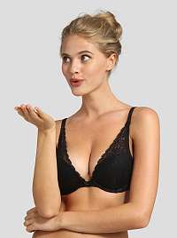 DIM SUBLIM PUSH-UP BRA - Krajková push up podprsenka - černá