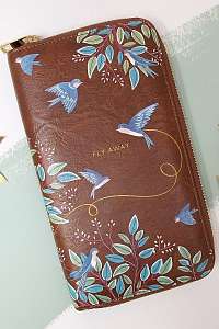 Disaster hnedé veľká dokladovník Secret Garden Bird Travel Wallet