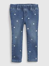 Džínsy - Detské elastické džínsy s bodkami Modré