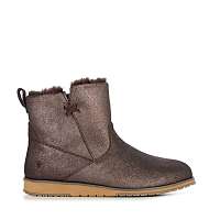 Emu Australia hnedé kožené členkové topánky Beach Mini Metallic Chocolate