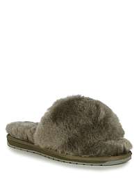 Emu Australia khaki šľapky Myna 2.0 Dark Olive s kožušinkou -
