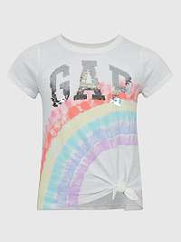 Farebné dievčenské tričko s flitrovým logom GAP