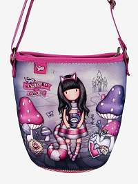 Fialová dievčenská neoprénová crossbody taška Santoro Gorjuss Cheshire Cat