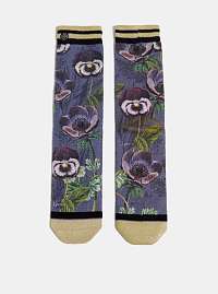 Fialové dámske kvetované ponožky XPOOOS