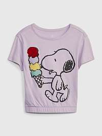Fialové dievčenské tričko GAP & Peanuts Snoopy