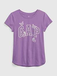 Fialové dievčenské tričko organic logo GAP