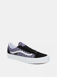 Fialovo-čierne vzorované tenisky so semišovými detailmi VANS