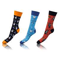 Funny ponožky CRAZY SOCKS 3 páry - Funny crazy ponožky 3 páry - oranžová - tmavozelená - svetlohnedá