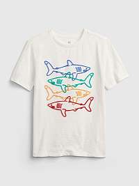 GAP biele detské tričko shark graphic t-shirt