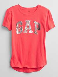 GAP červené detské tričko Logo flippy sequin t-shirt