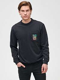 GAP čierne pánska mikina Logo pocket crewneck sweatshirt