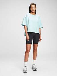 GAP modré dámske tričko Logo boxy step hem t-shirt