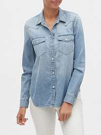 GAP modré denimová dámska košeľa v-denim wstrn shrt lt sunshine