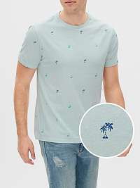 GAP modré pánske tričko v-ss evd crew critter print