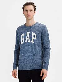 GAP modré pánsky sveter Logo intarsia crew