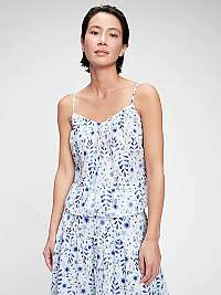 GAP modro-biely top Peplum Swing s kvetinovým motívom
