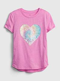 GAP ružové detské tričko flippy sequin graphic t-shirt