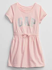 GAP ružové dievčenské šaty Logo v-ss ptf knit drs