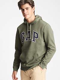 GAP zelené pánska mikina Logo v-fleece arch po snl