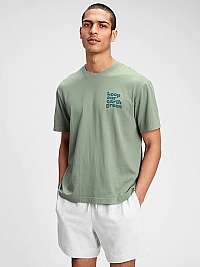 GAP zelené pánske tričko the gen good graphic t-shirt