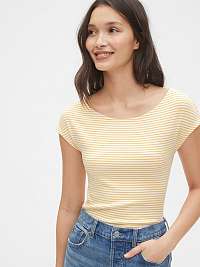 GAP žlté pruhované dámske tričko modern boatneck striped