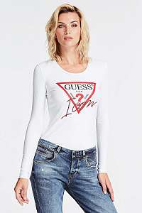 Guess biele dámske tričko Long Sleeve Icon