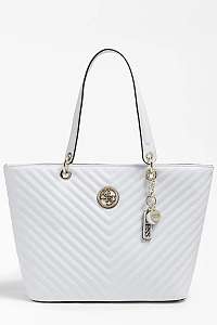 Guess biele kabelka Kamrych Stitch Detail Shopper