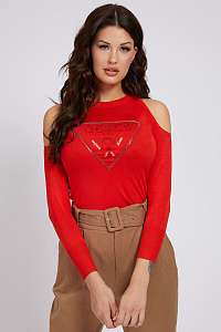 Guess červené sveter Cut-Out Sleeves Triangle Logo