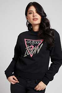 Guess čierne mikina Rhinestone Triangle Logo s logom