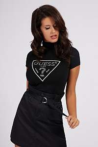 Guess čierne rolák Jewel Logo Turtle Neck Sweater