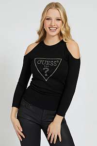 Guess čierne sveter Cut-Out Sleeves Triangle Logo