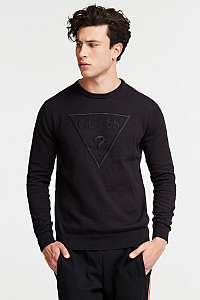 Guess čierny sveter Triangle Logo Sweater