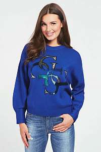 Guess modré sveter 4G Logo Embroidery Sweater
