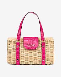 Guess ratanová kabelka Paloma s ružovými detailmi