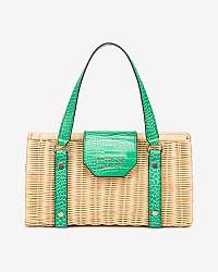 Guess ratanová kabelka Paloma so zelenými detailmi