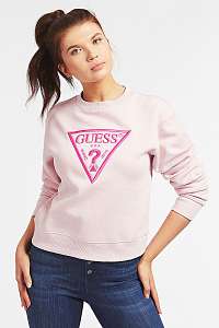 Guess ružové mikina Embroidery Triangle Logo s logom