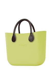 Happy Plugs zelené kabelka MINI Lime s hnedými krátkymi koženkovými rúčkami