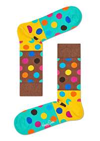 Happy Socks bodkované ponožky s kávovým pruhom Big Dot Block